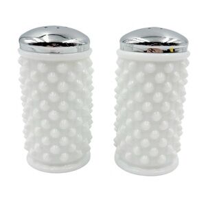 Vintage Hobnail White Milk Glass Salt & Pepper Shakers